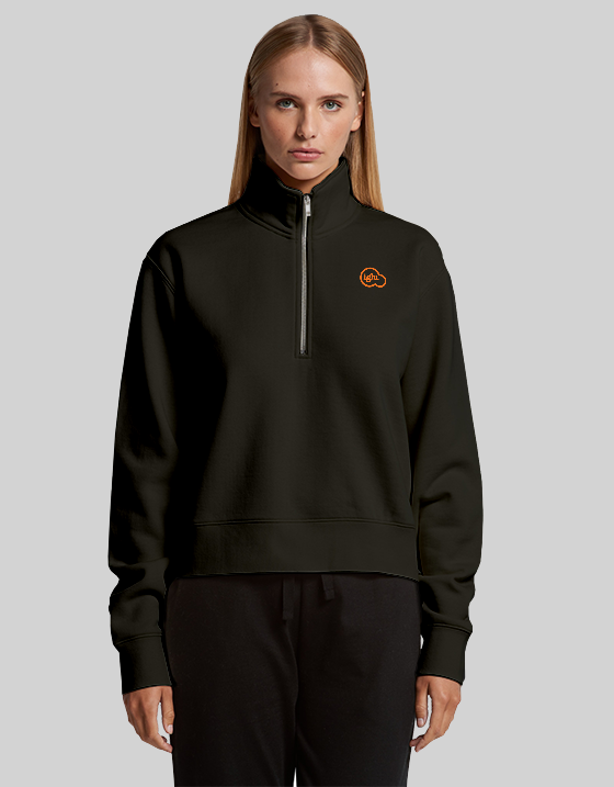 Womens Half Zip Crew - Black